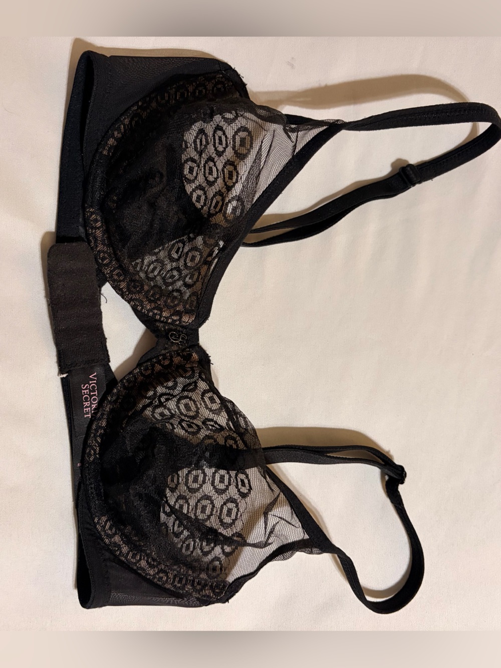 Victoria's Secret Black Lace Demi Bra with Sheer Pattern